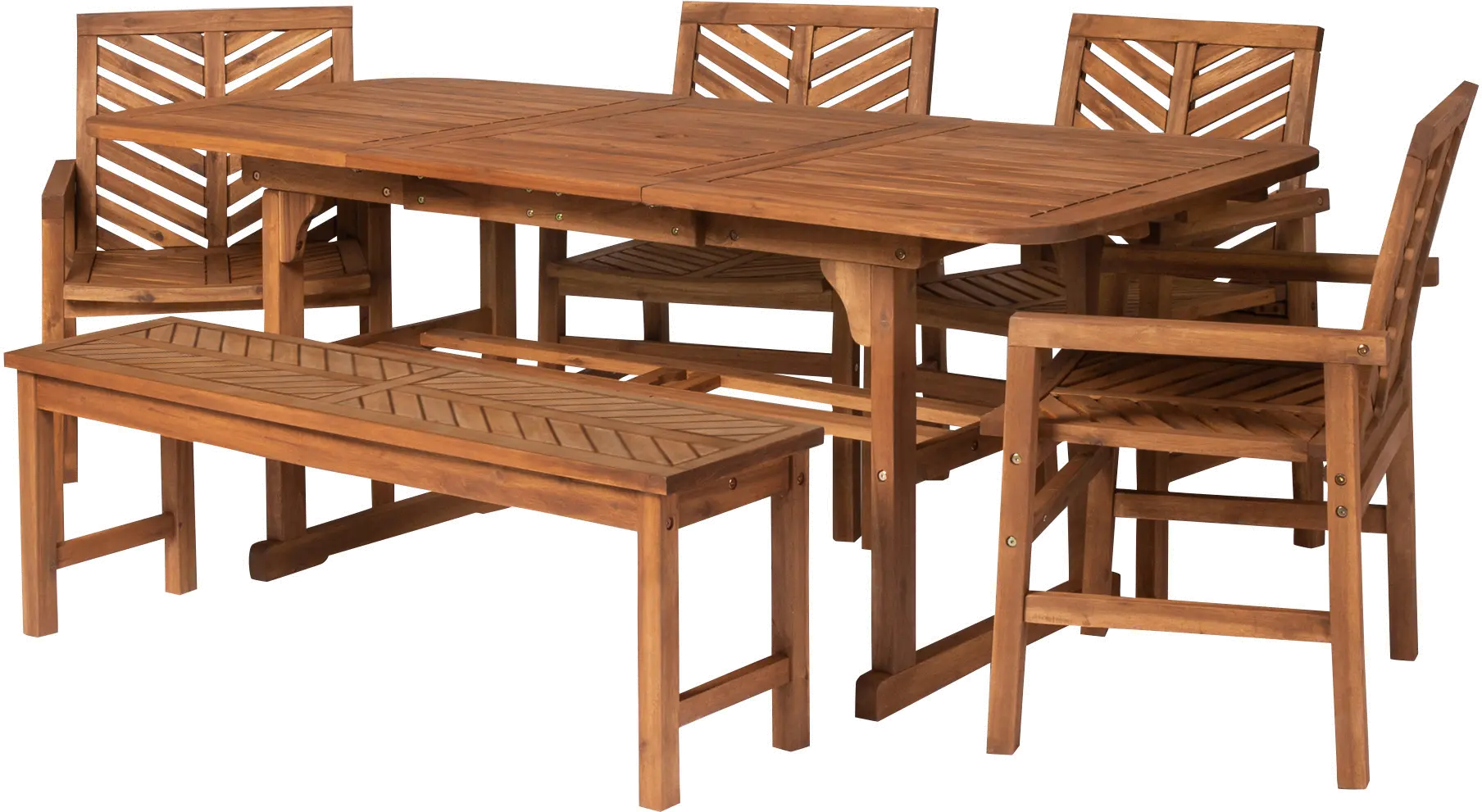 OW6TXVINBR Vincent 6 Piece Light Brown Traditional Patio Set with Expandable Leaf-3