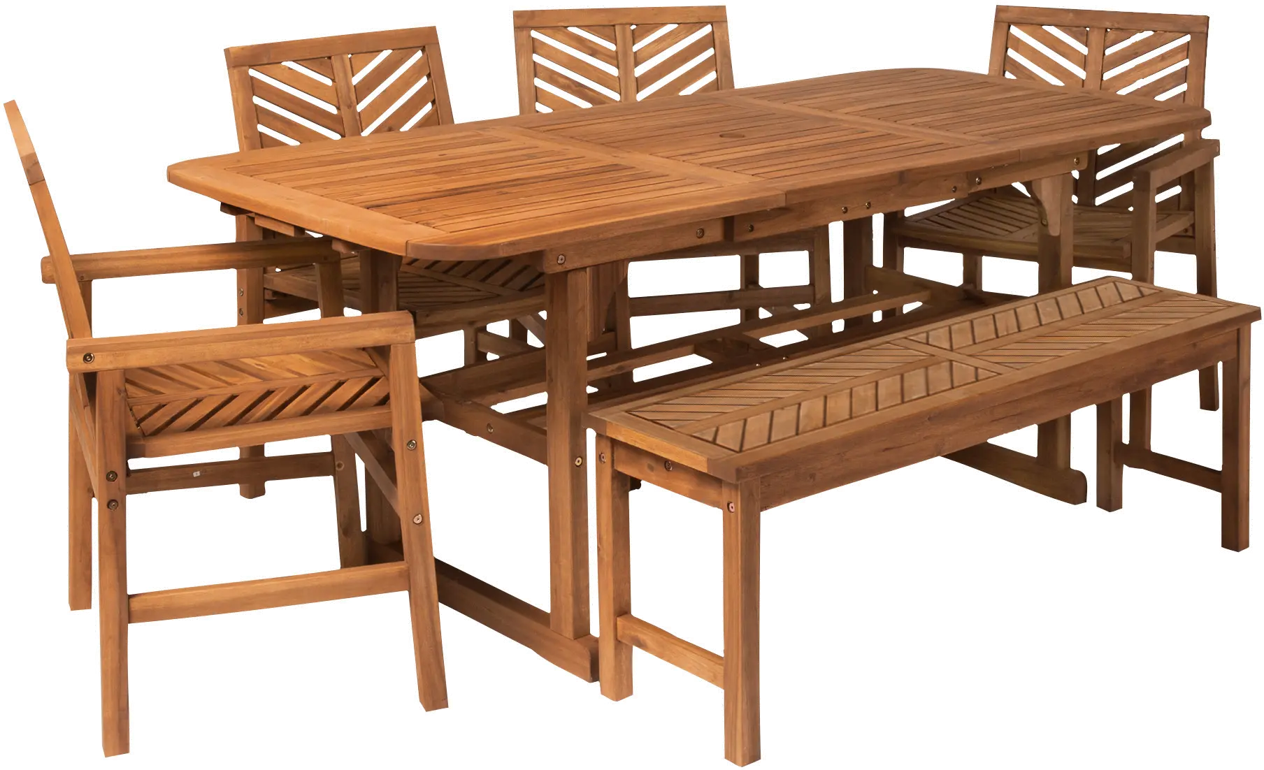 OW6TXVINBR Vincent 6 Piece Light Brown Traditional Patio Set with Expandable Leaf-5