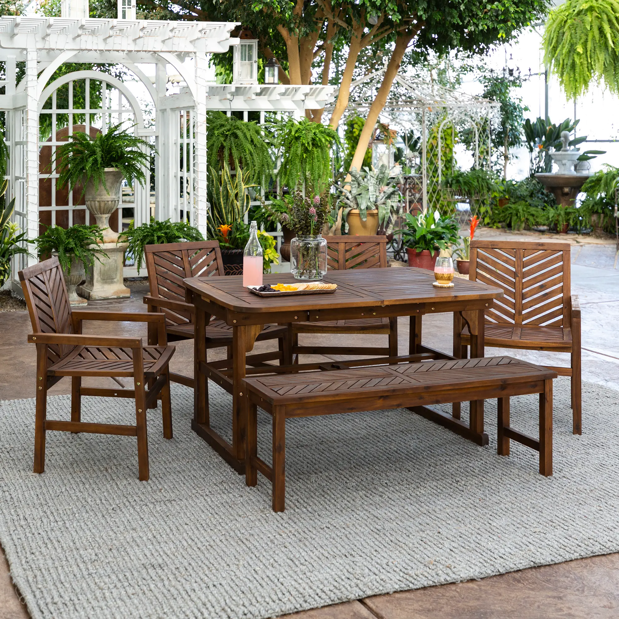 OW6TXVINDB Vincent 6 Piece Dark Brown Traditional Patio Set with Expandable Leaf-1