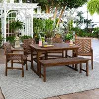OW6TXVINDB Vincent 6 Piece Dark Brown Traditional Patio Set with Expandable Leaf