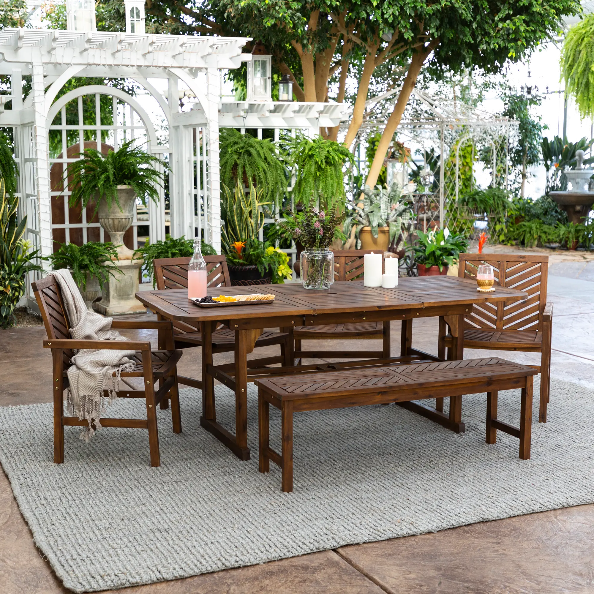 OW6TXVINDB Vincent 6 Piece Dark Brown Traditional Patio Set with Expandable Leaf-2