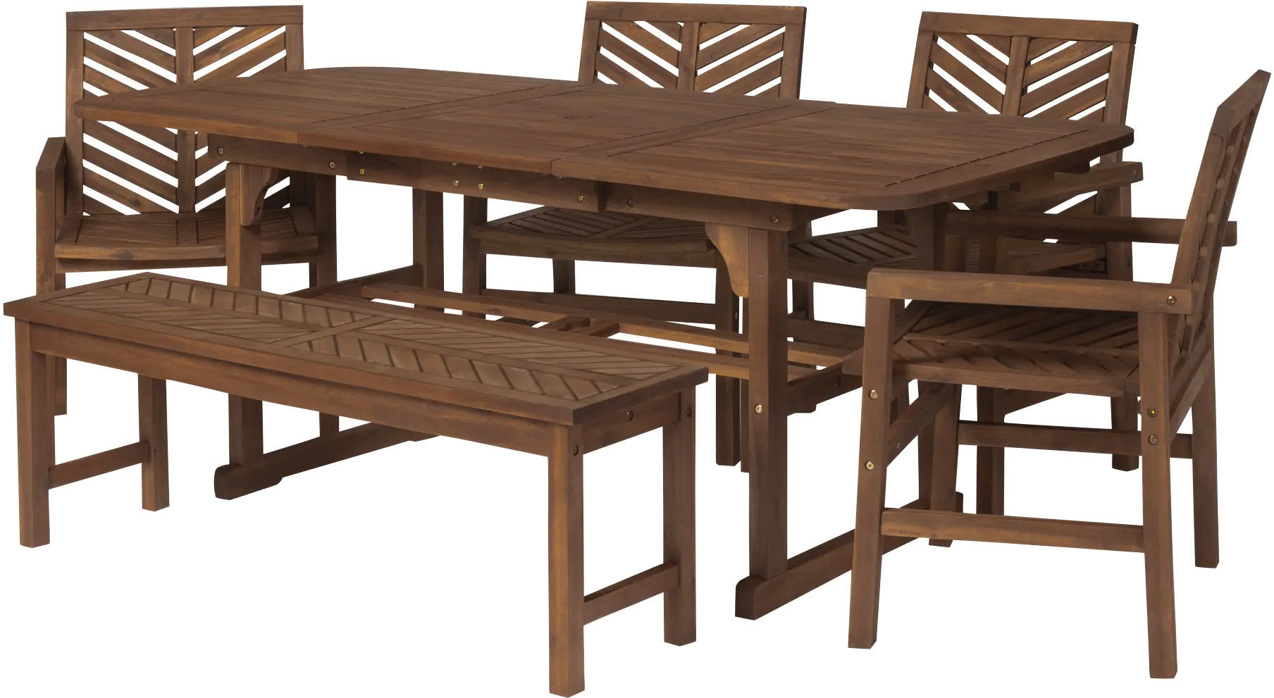 OW6TXVINDB Vincent 6 Piece Dark Brown Traditional Patio Set with Expandable Leaf-3