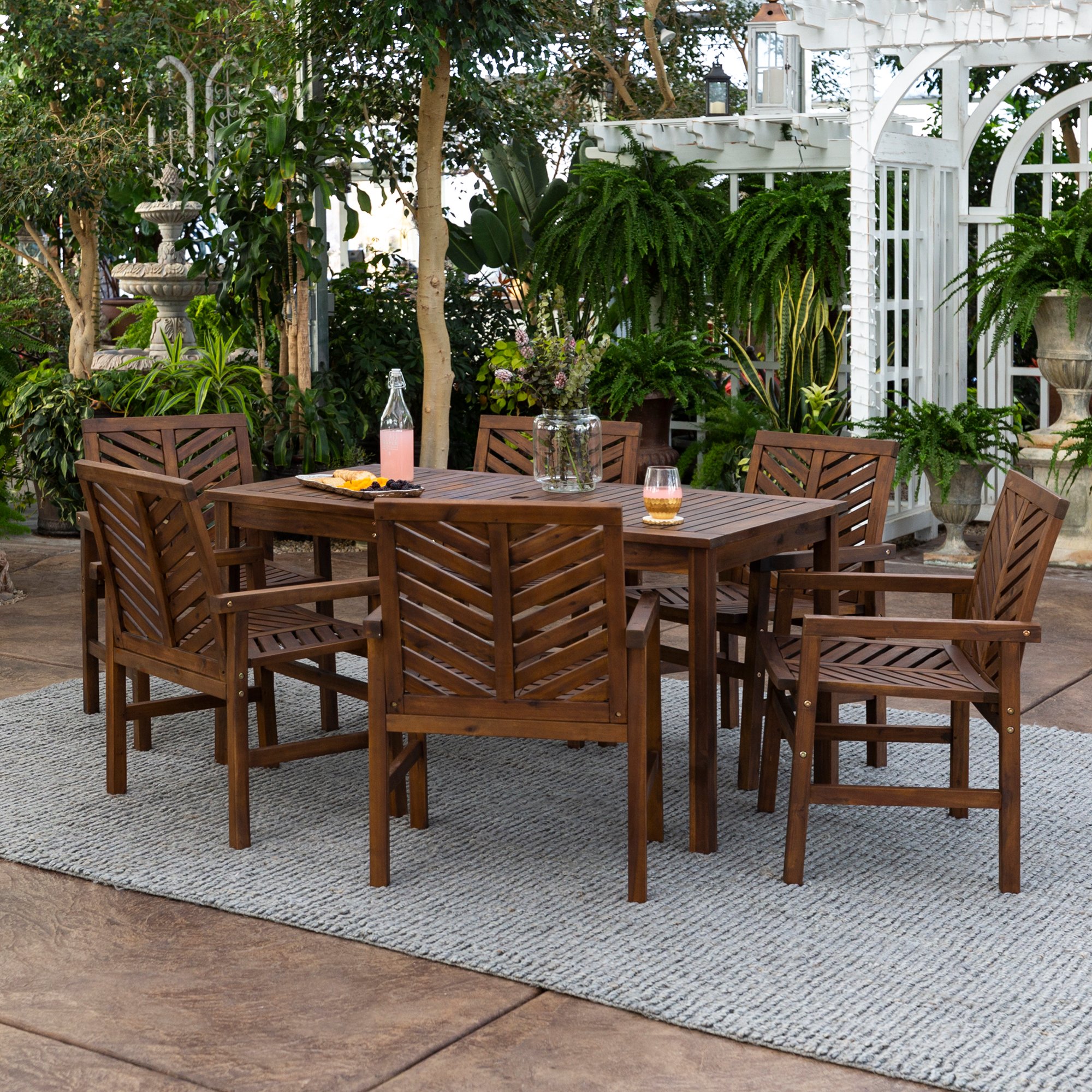 OW7DGVINDB 7 Piece Dark Brown Traditional Patio Dining Set-1