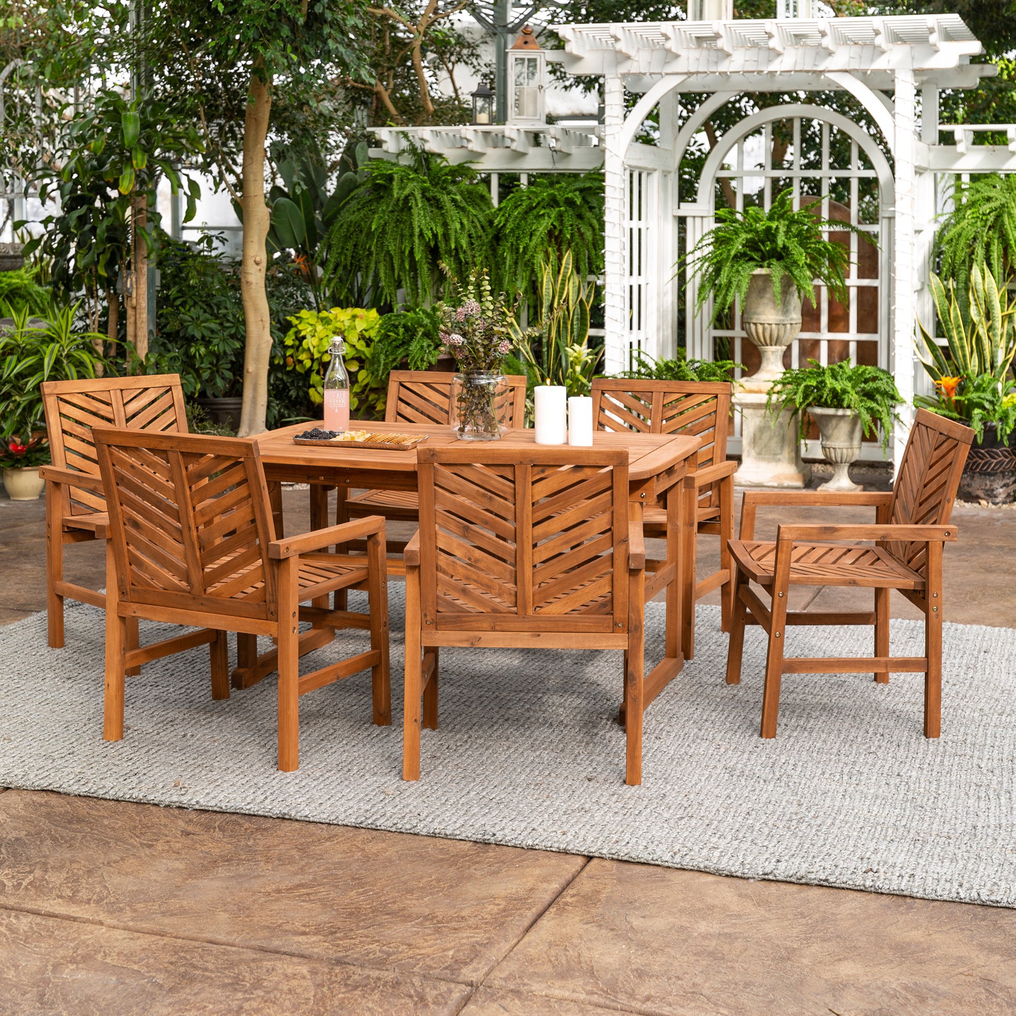 OW7TXVINBR Light Brown 7 Piece Patio Dining Set-2