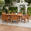 OW7TXVINBR Vincent 7 Piece Natural Patio Dining Set - Walker Edison