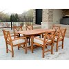 OW7XBDBR 7 Piece Light Brown Rustic Patio Dining Set with Expandable Leaf