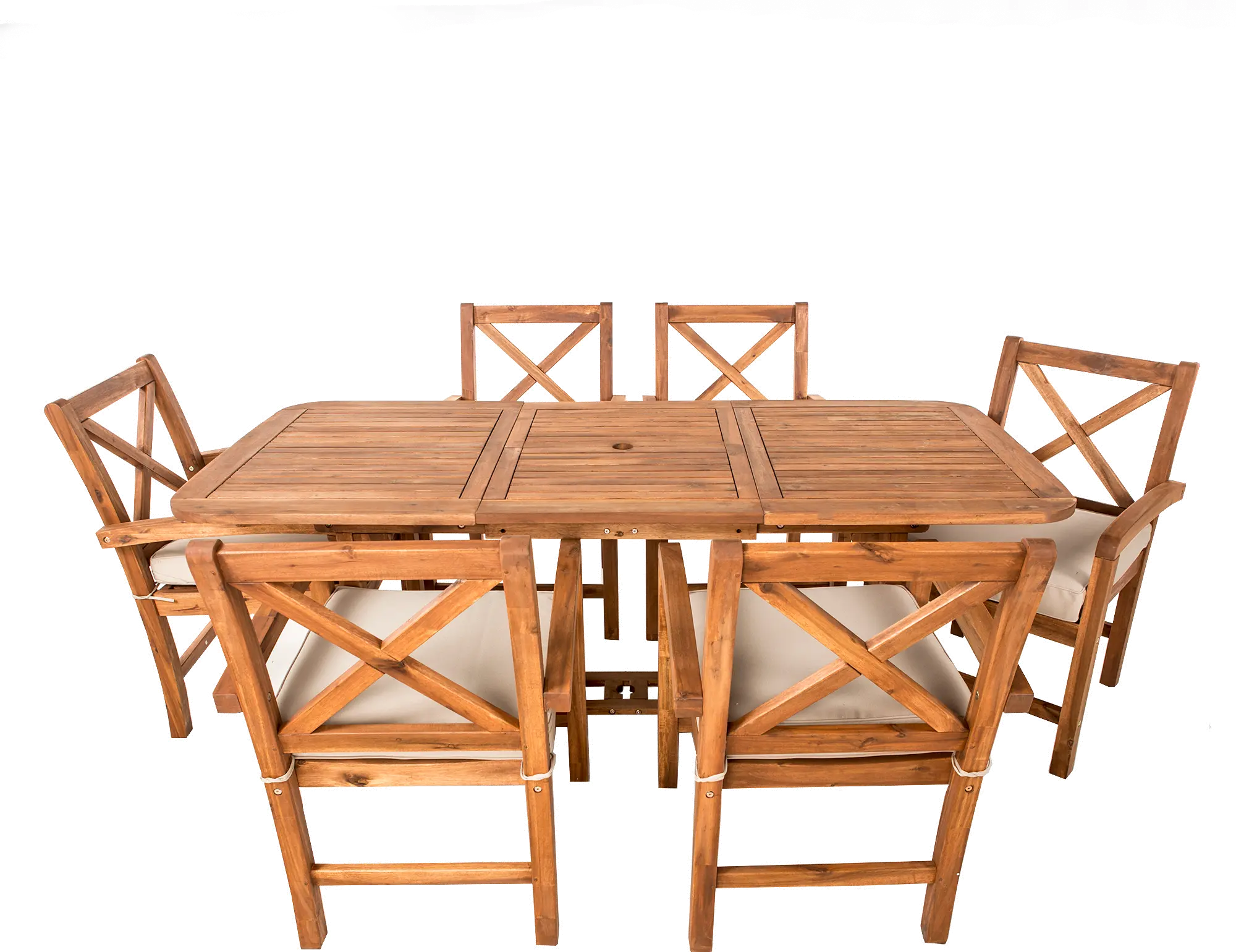 OW7XBDBR 7 Piece Light Brown Rustic Patio Dining Set with Expandable Leaf-4