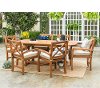 OW7XSDTBR 7 Piece Light Brown Rustic Patio Dining Set