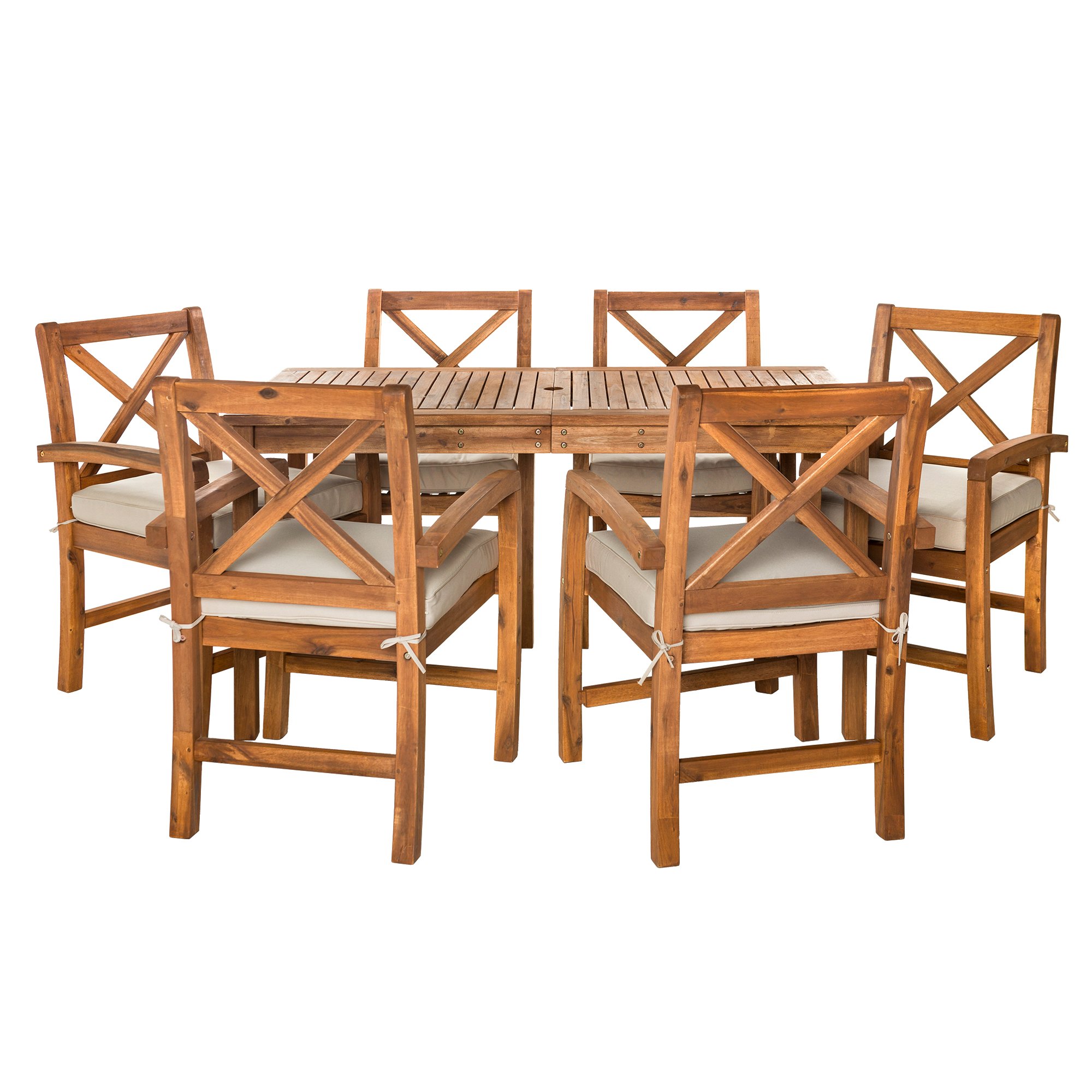 OW7XSDTBR 7 Piece Light Brown Rustic Patio Dining Set-2