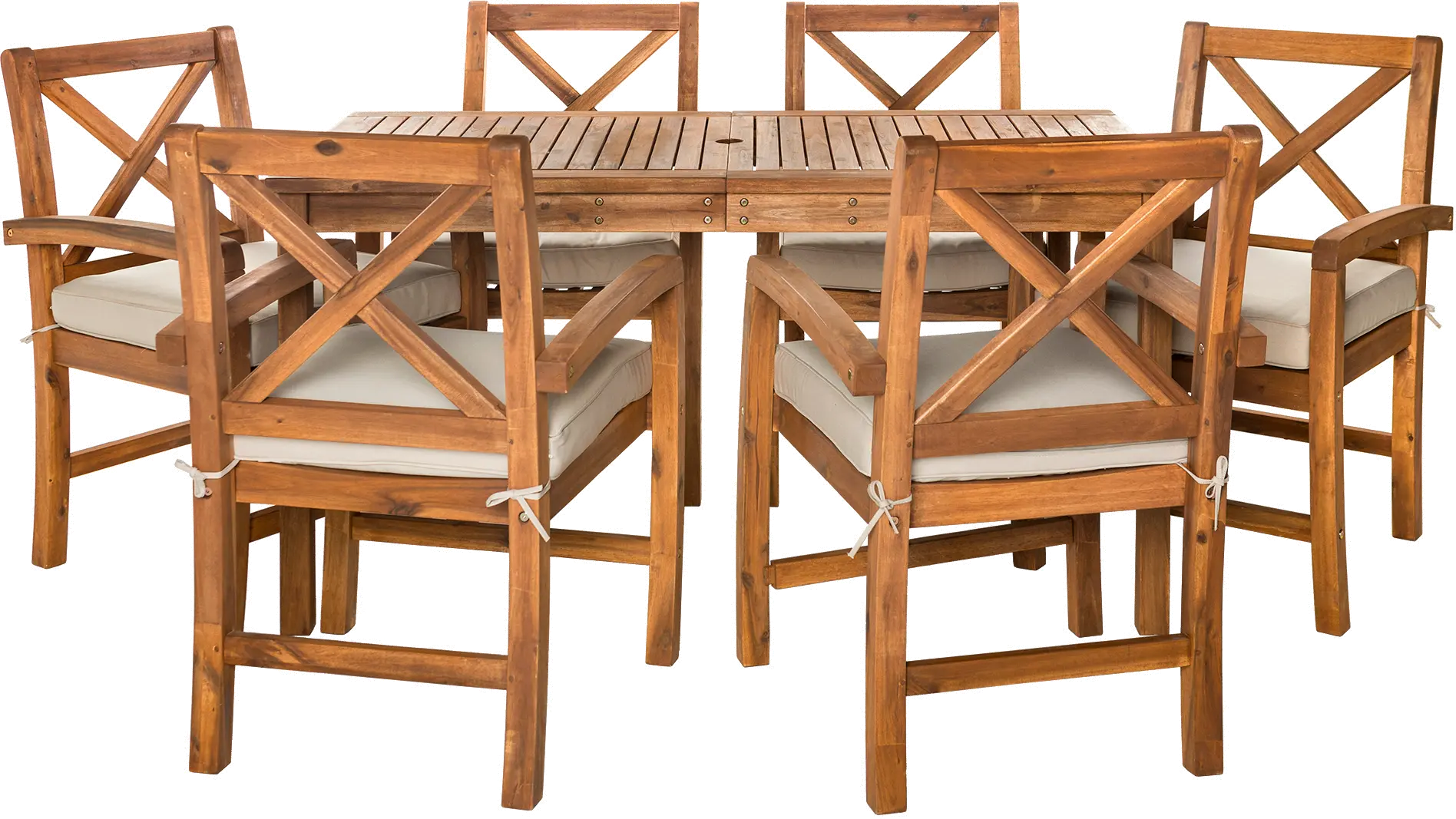 OW7XSDTBR 7 Piece Light Brown Rustic Patio Dining Set-2