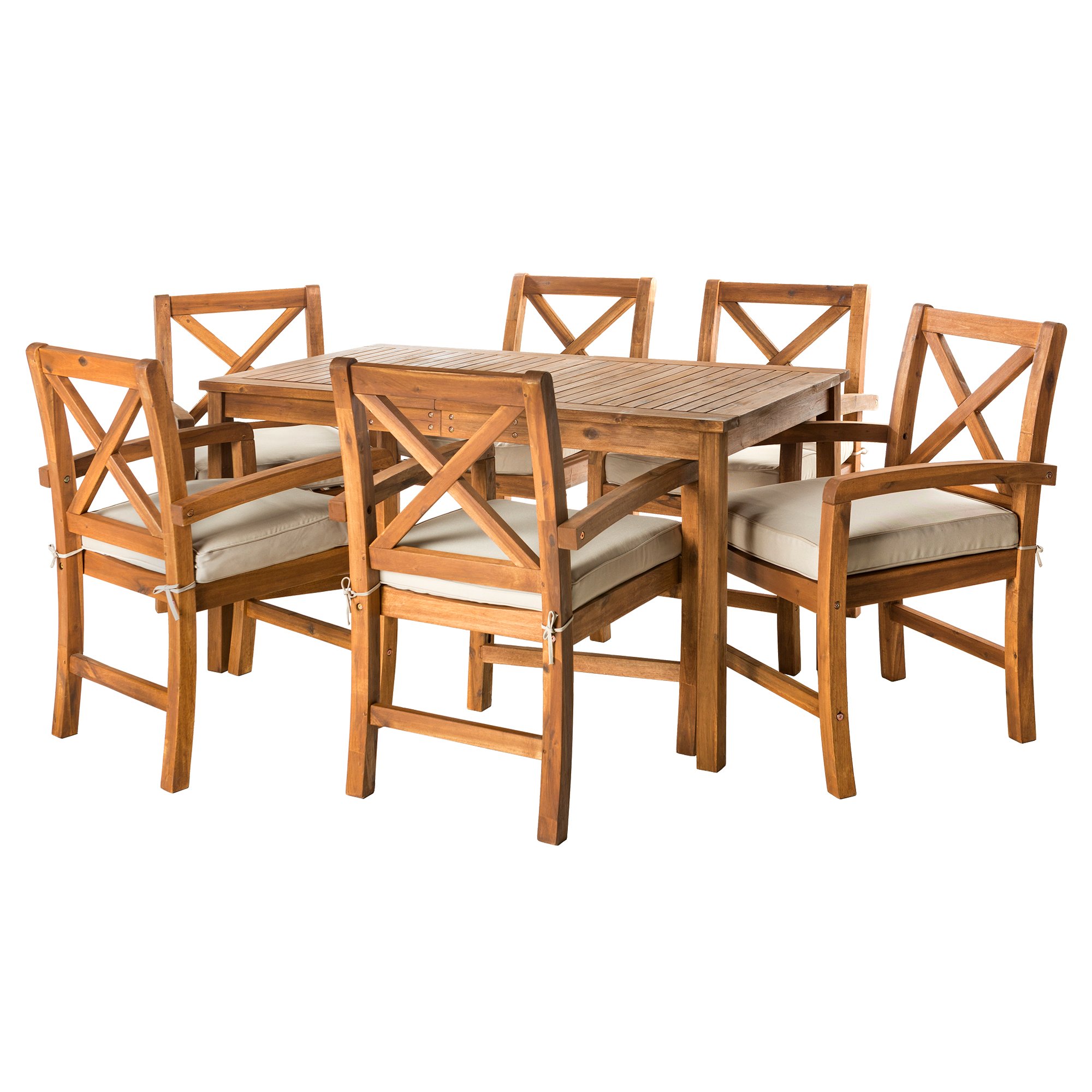 OW7XSDTBR 7 Piece Light Brown Rustic Patio Dining Set-3