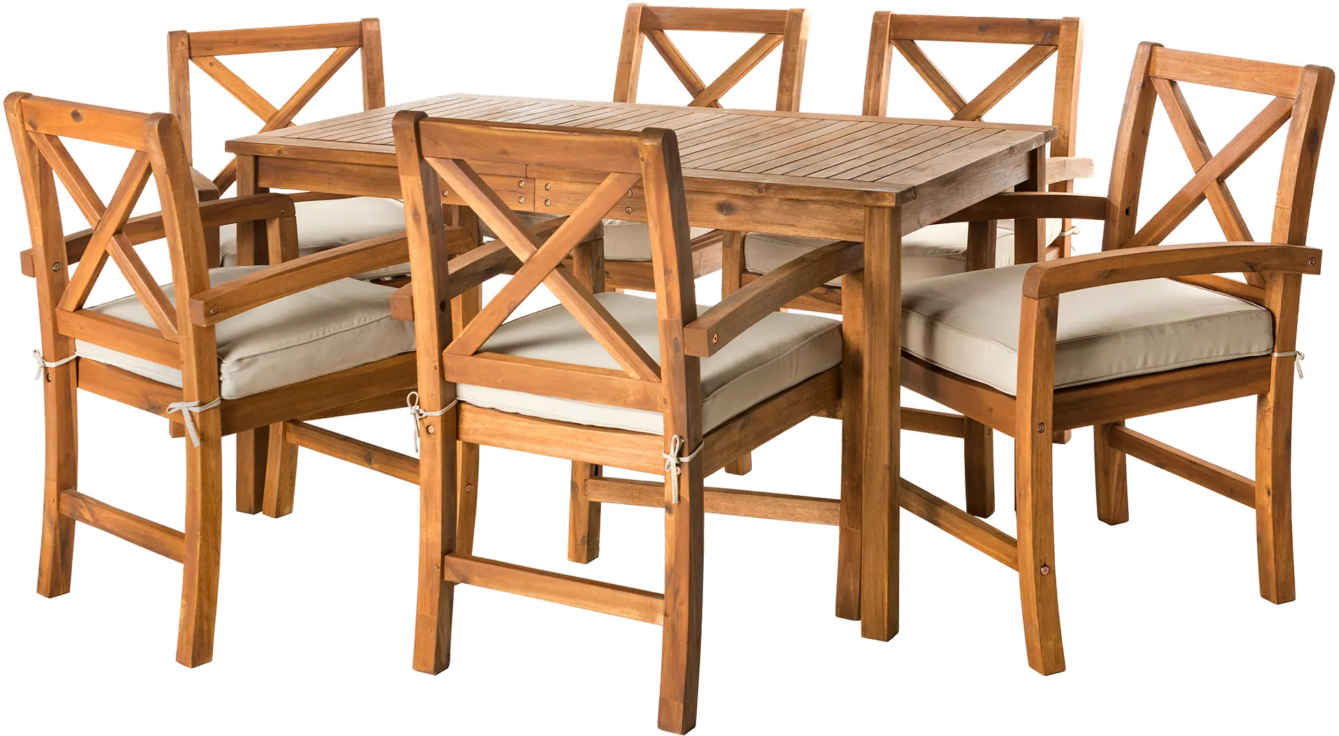 OW7XSDTBR 7 Piece Light Brown Rustic Patio Dining Set-3
