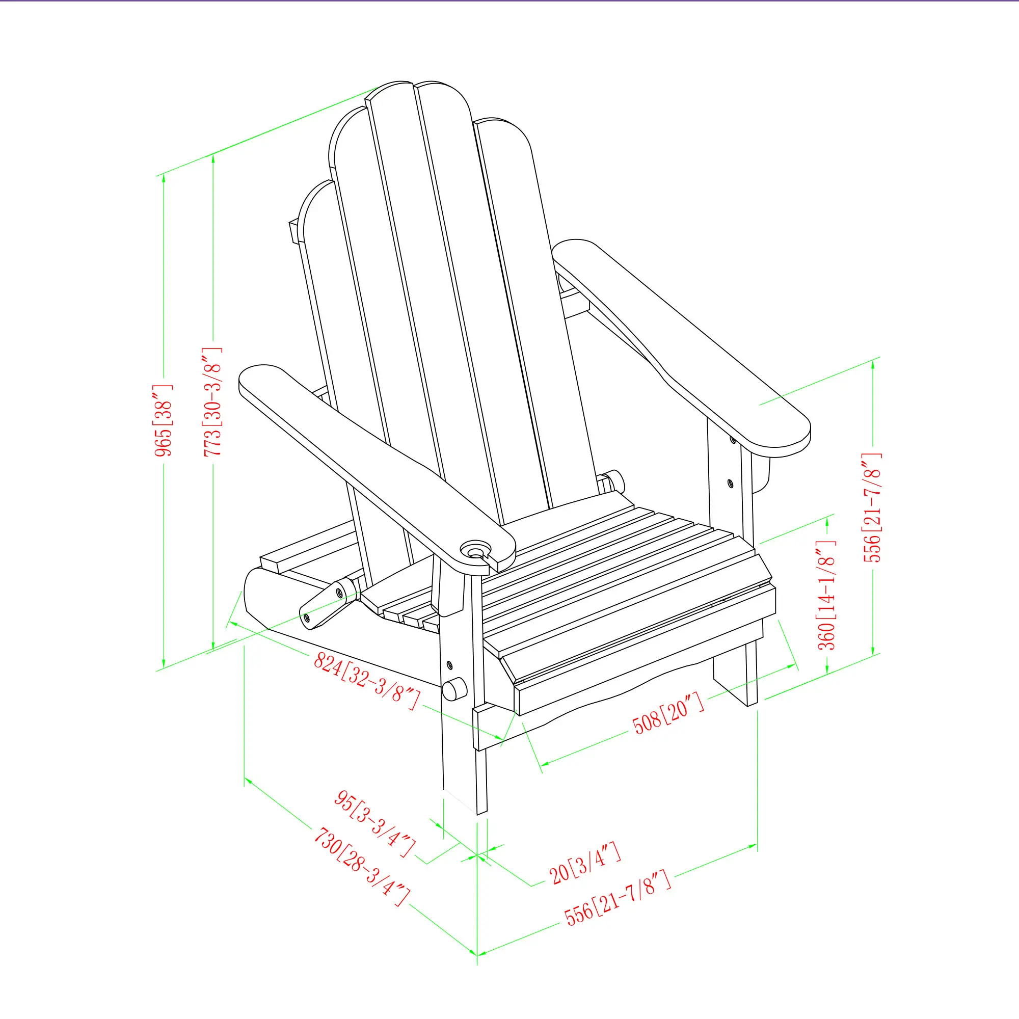OWACKDWW White Wood Adirondack Patio Chair-4
