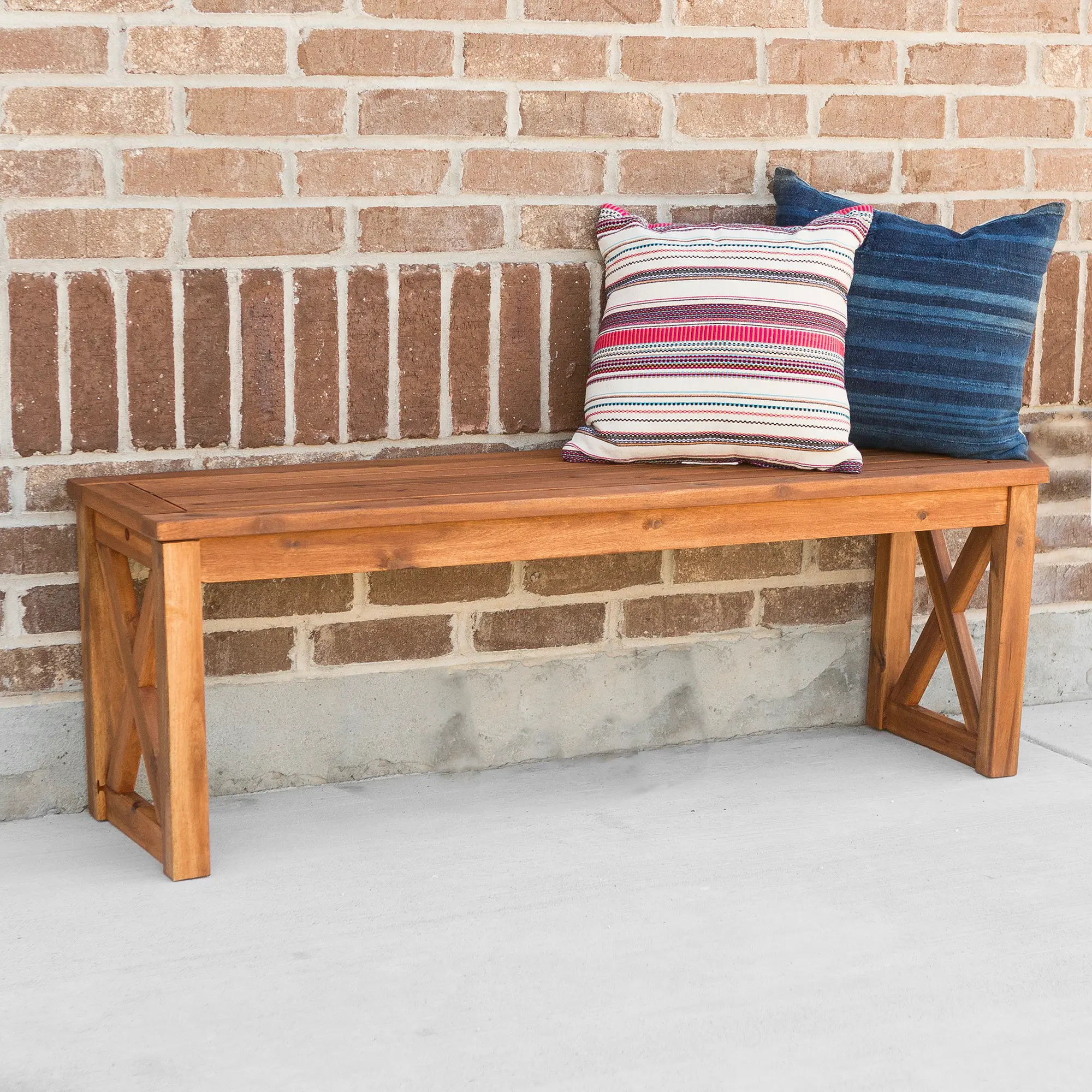 OWB52XBR Brown X-Frame Patio Bench-2