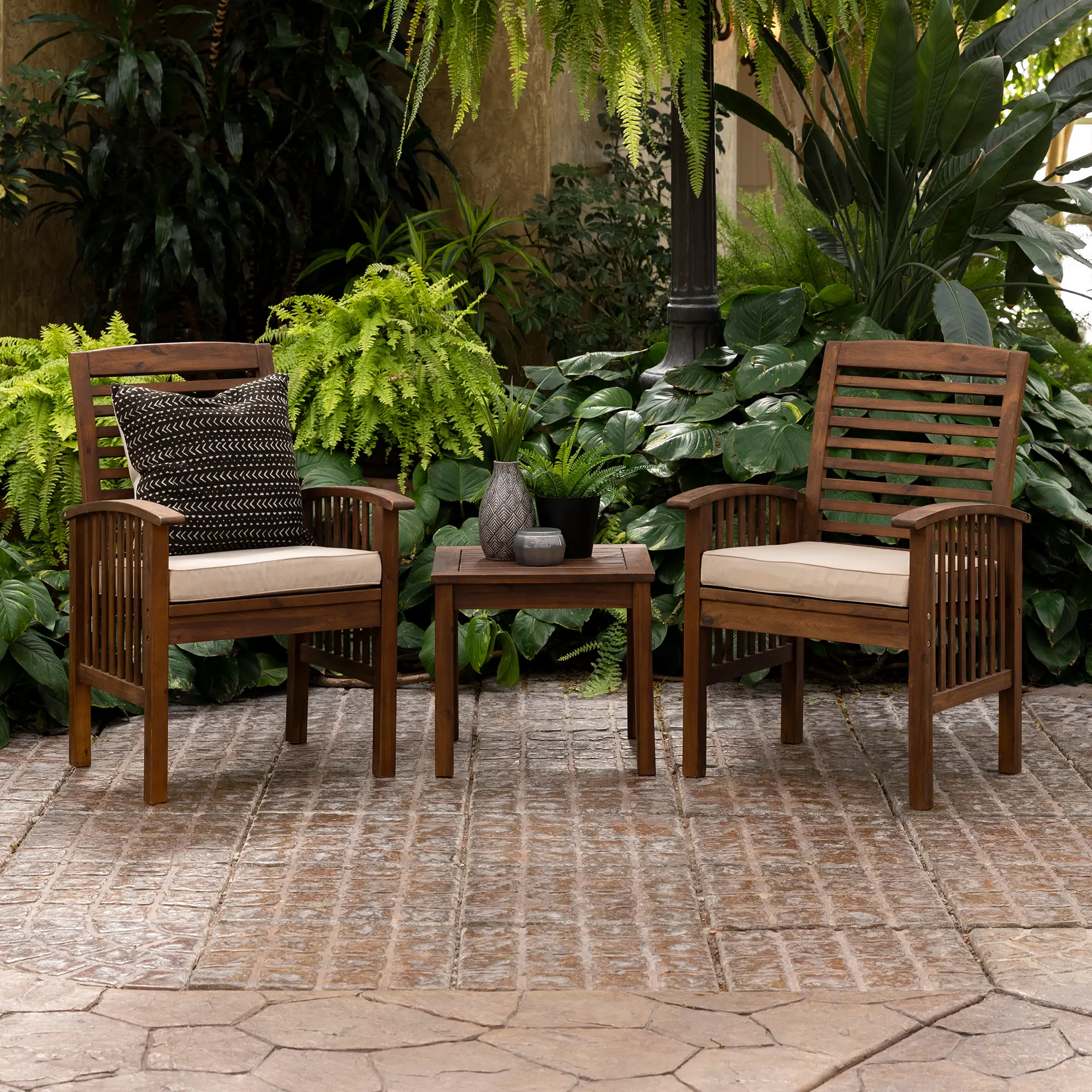 OWC3CGDB Dark Brown Patio Set with Side Table-1