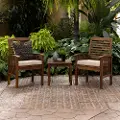 OWC3CGDB Dark Brown Patio Set with Side Table
