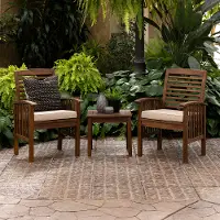 OWC3CGDB Dark Brown Patio Set with Side Table