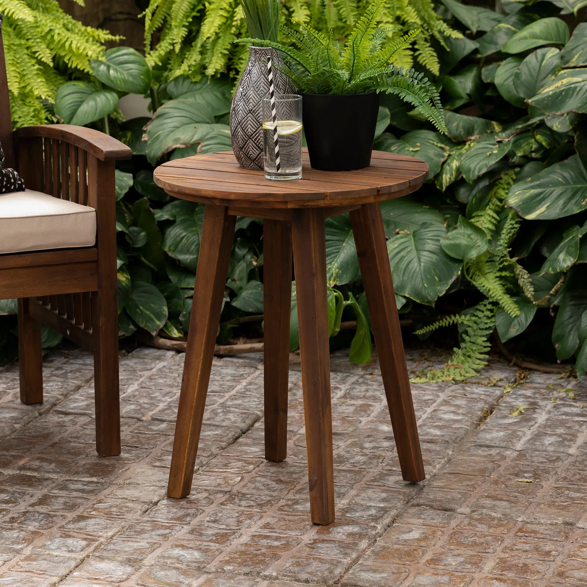 OWCLSTDB Dark Brown Round Patio Side Table-1