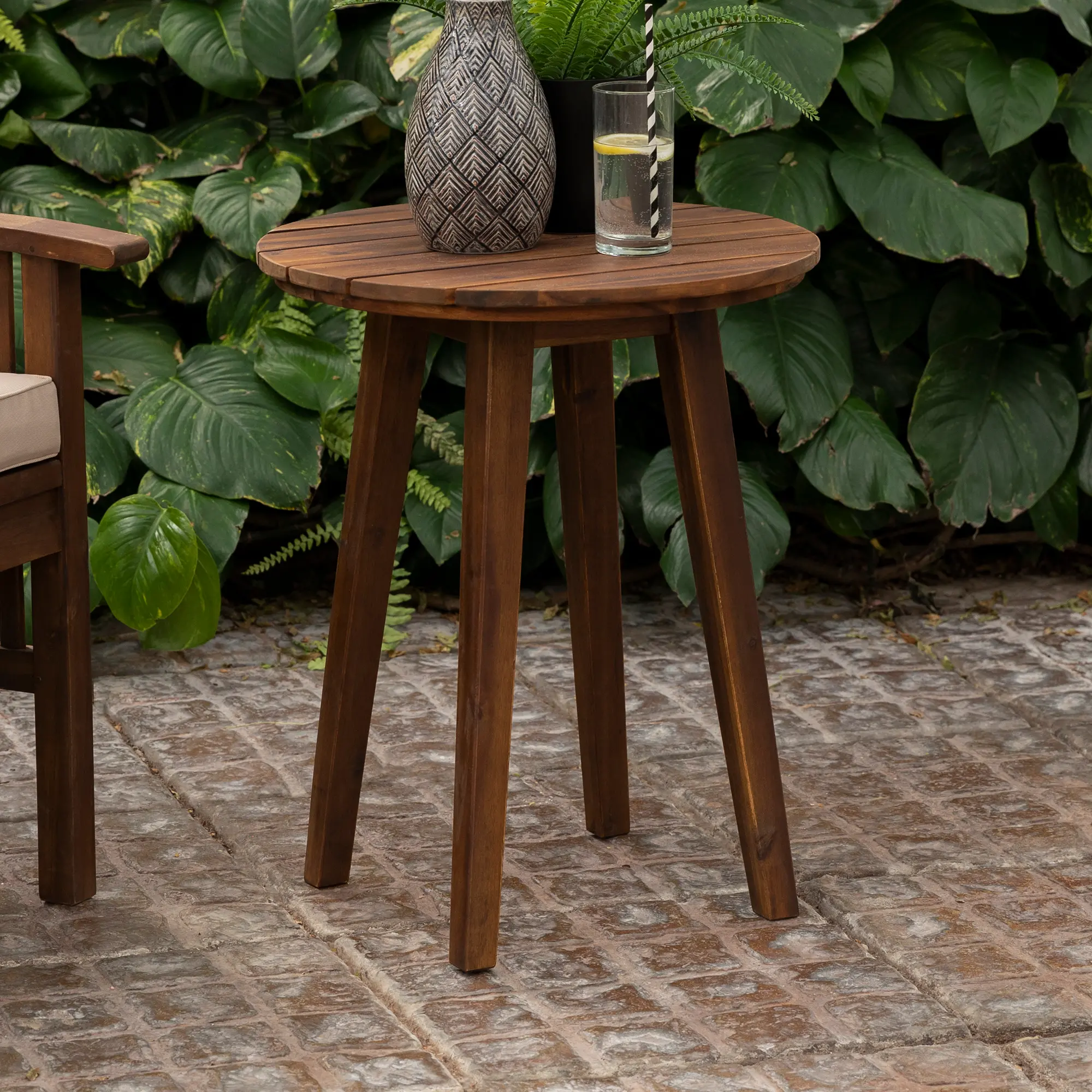 OWCLSTDB Dark Brown Round Patio Side Table-2