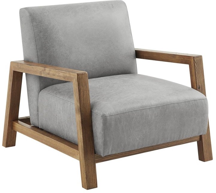 Ink+Ivy Mid Century Modern Gray Faux Leather Accent Chair-1