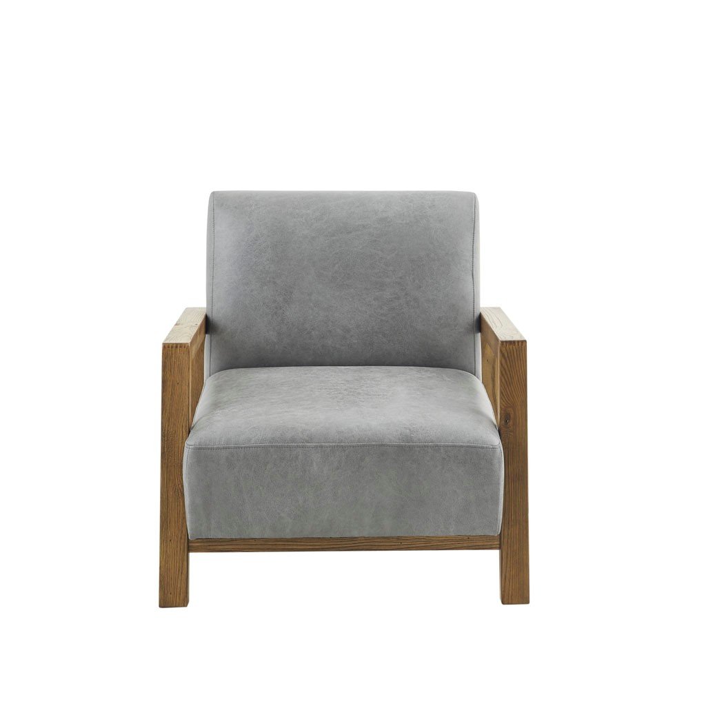 Ink+Ivy Mid Century Modern Gray Faux Leather Accent Chair-2
