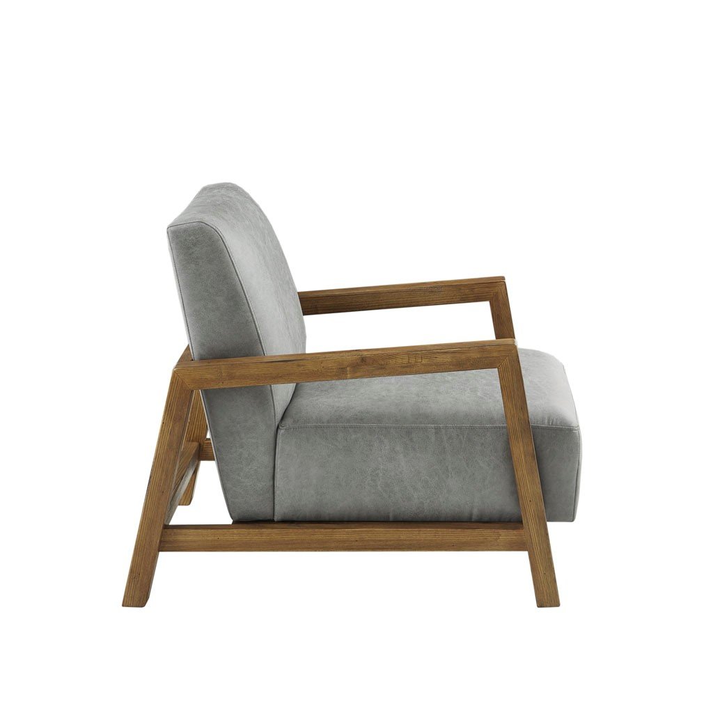 Ink+Ivy Mid Century Modern Gray Faux Leather Accent Chair-3