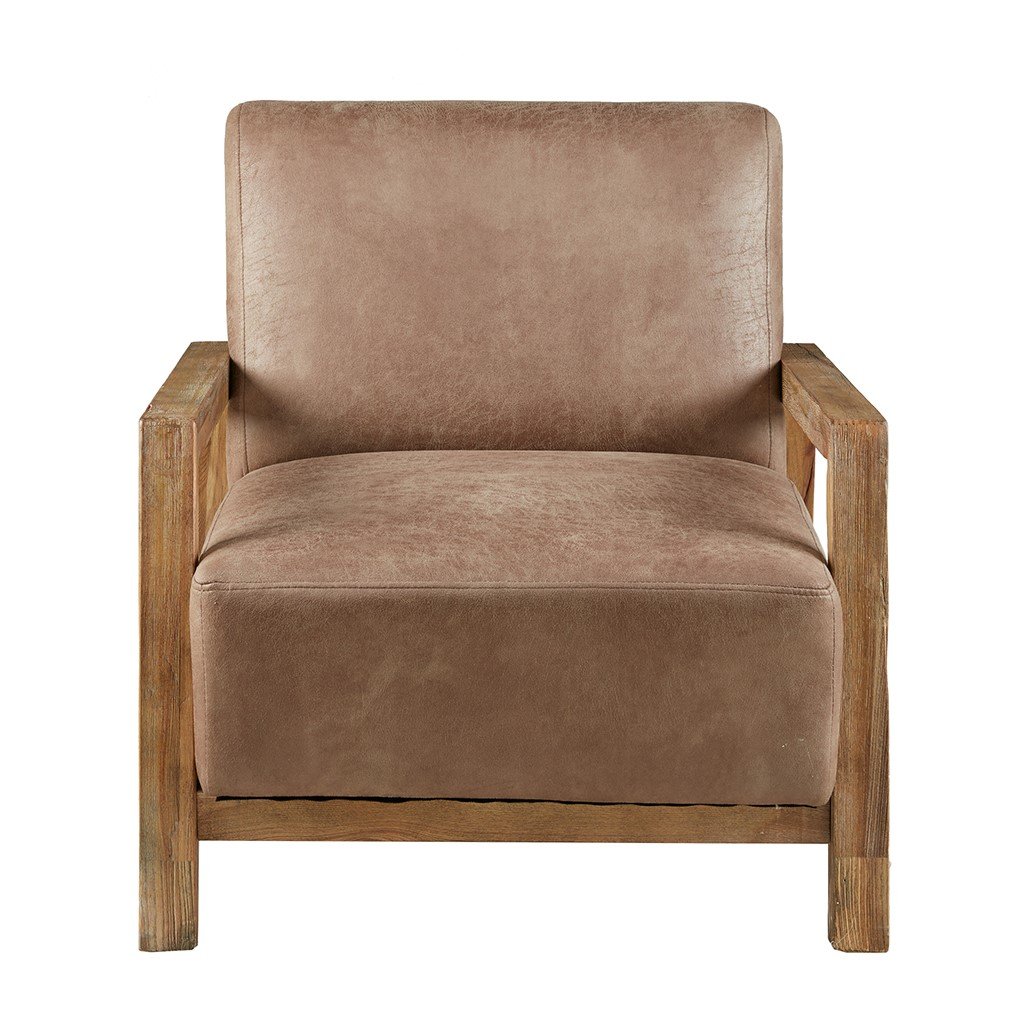 Ink+Ivy Mid Century Modern Taupe Faux Leather Accent Chair-1