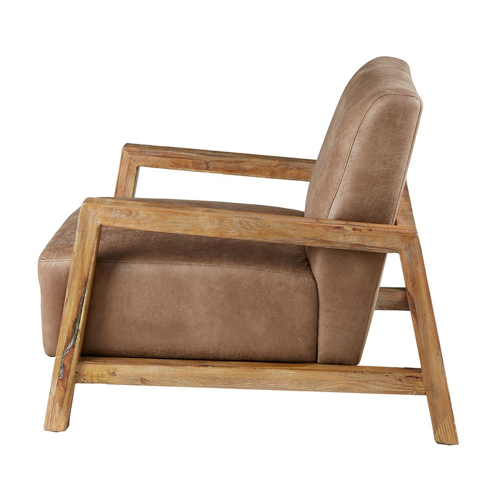 Ink+Ivy Mid Century Modern Taupe Faux Leather Accent Chair-2