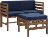 OWSAN3PCDBBU Dark Brown Patio Set with Chairs & Ottoman