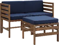 OWSAN3PCDBBU Dark Brown Patio Set with Chairs & Ottoman