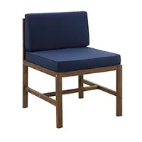 OWSANCHDBBU Dark Brown Patio Side Chair with Blue Cushion