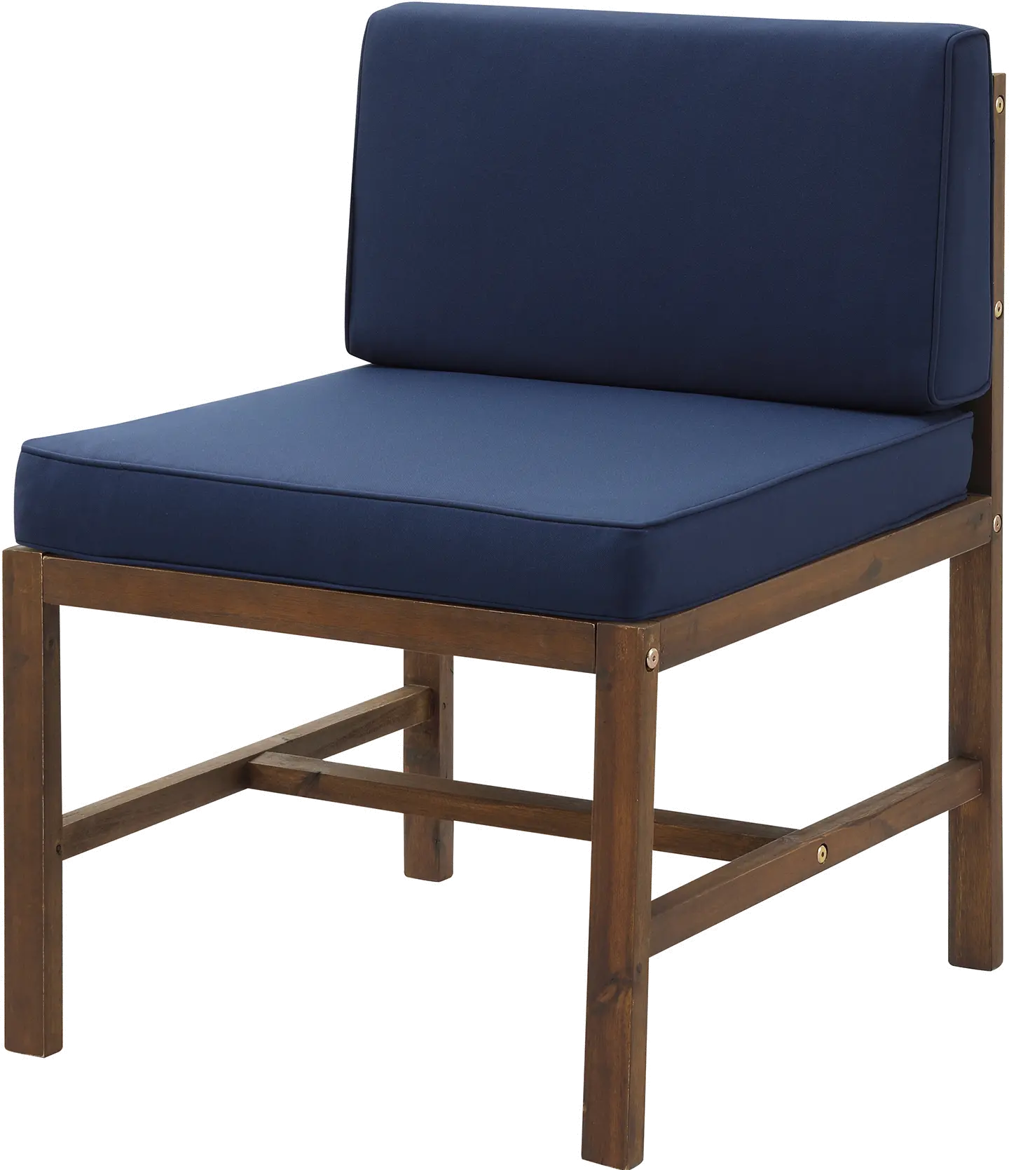 OWSANCHDBBU Dark Brown Patio Side Chair with Blue Cushion-3