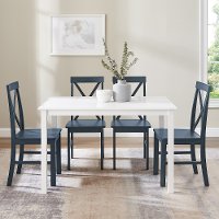 TW485PCXBBU White and Navy 5 Piece Dining Room Set - McHale