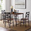 TW48AI5DW Dark Brown and Black Metal 5 Piece Dining Room Set - Angle Iron