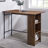 TW48LNDLDW Brown Storage Counter Height Dining Room Table - Lena