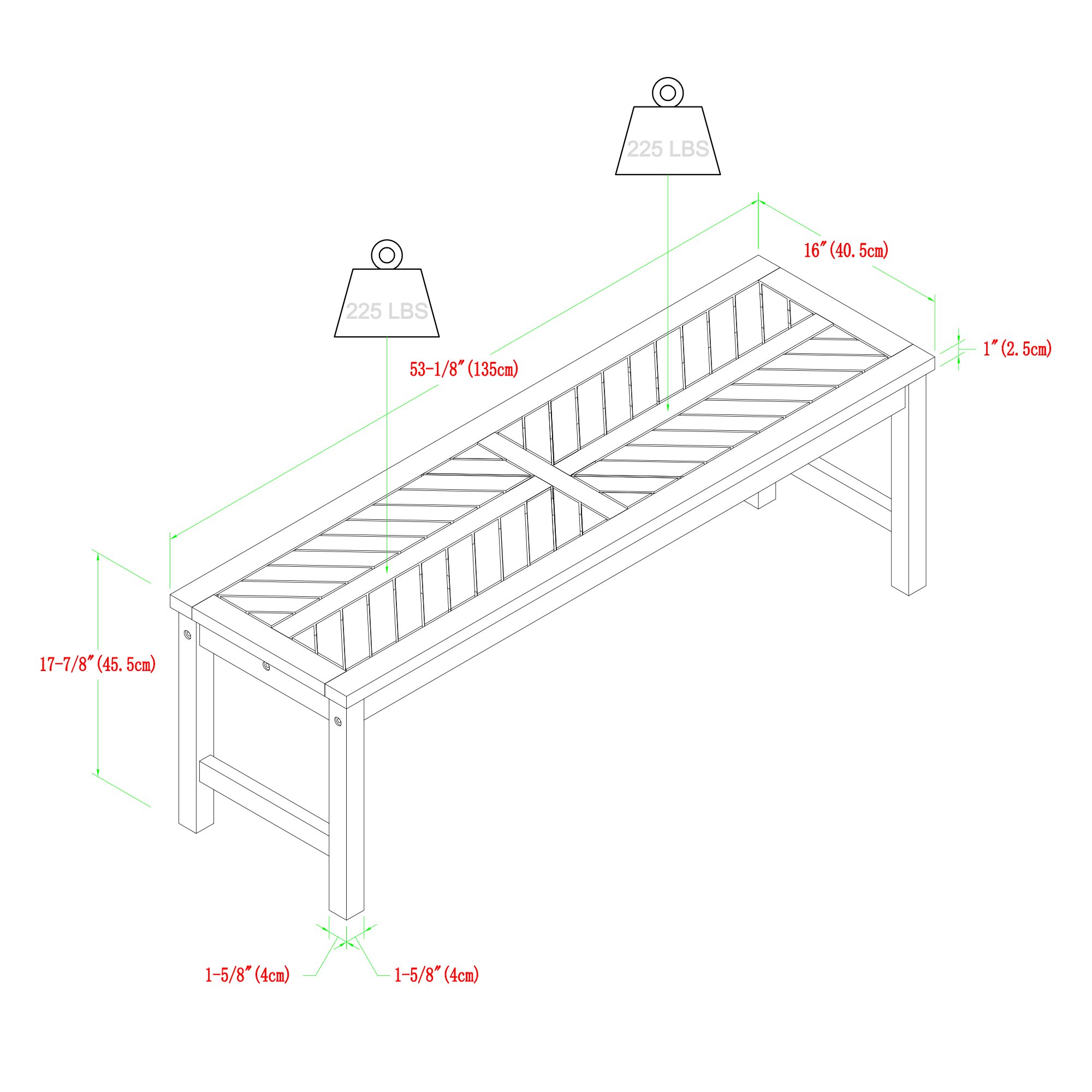 OWB53VINGW Vincent Grey Wash 53 Modern Patio Dining Bench-6