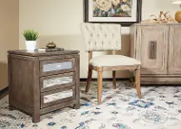 Rustic Brown and Mirrored 3 Drawer Accent Chest - Leyton