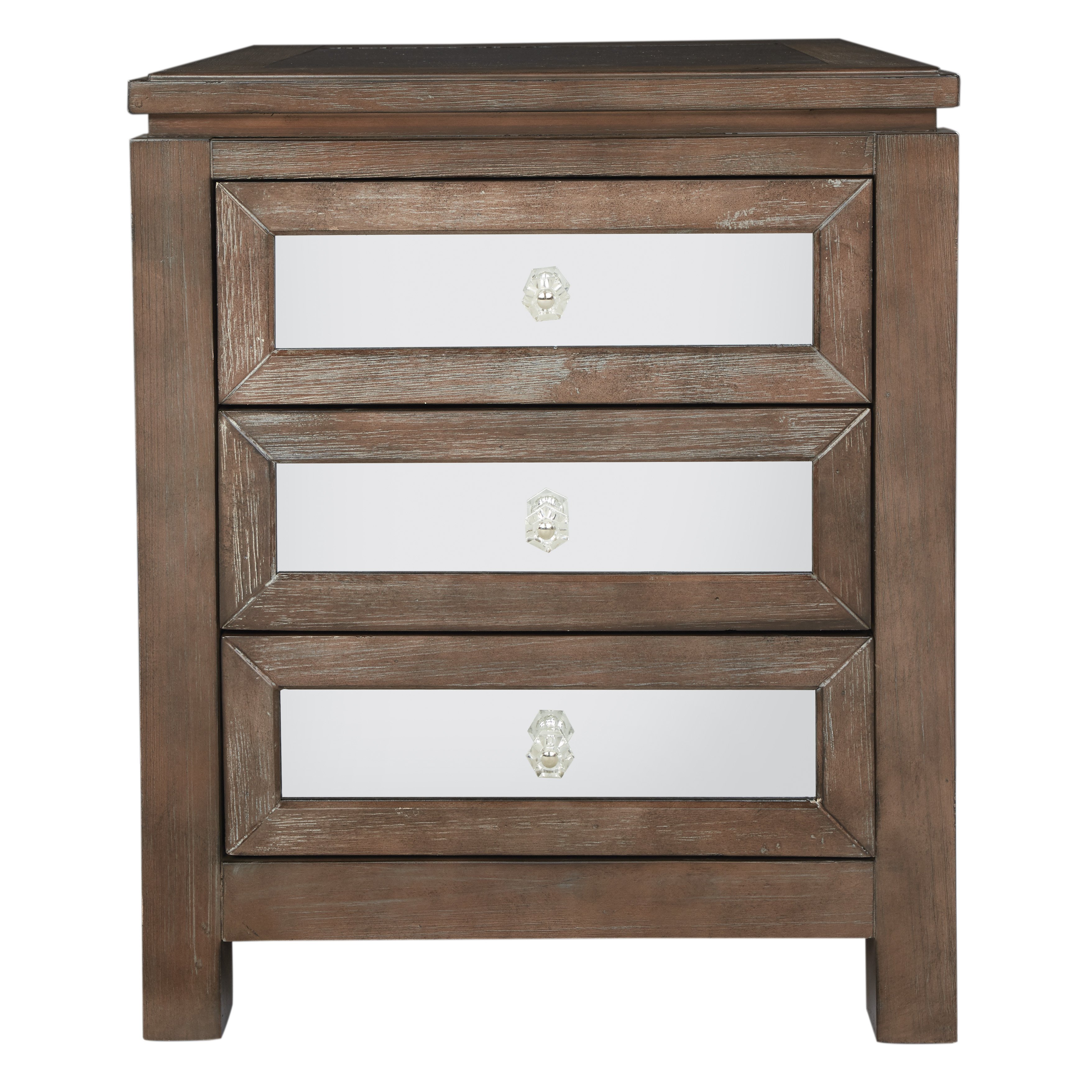 Rustic Brown and Mirrored 3 Drawer Accent Chest - Leyton-2