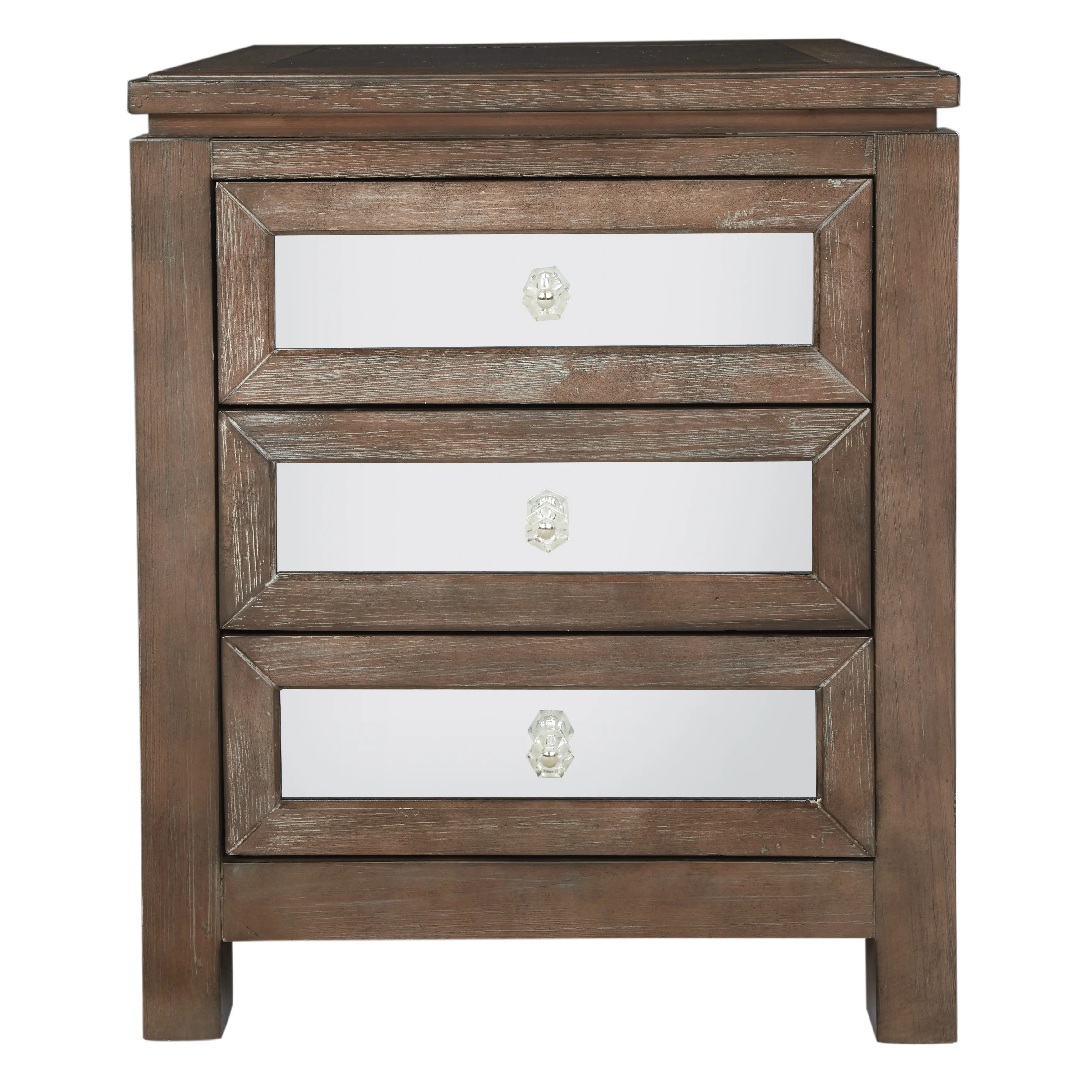 Rustic Brown and Mirrored 3 Drawer Accent Chest - Leyton-2