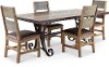 Antique Rustic Pine and Metal 5 Piece Dining Room Set