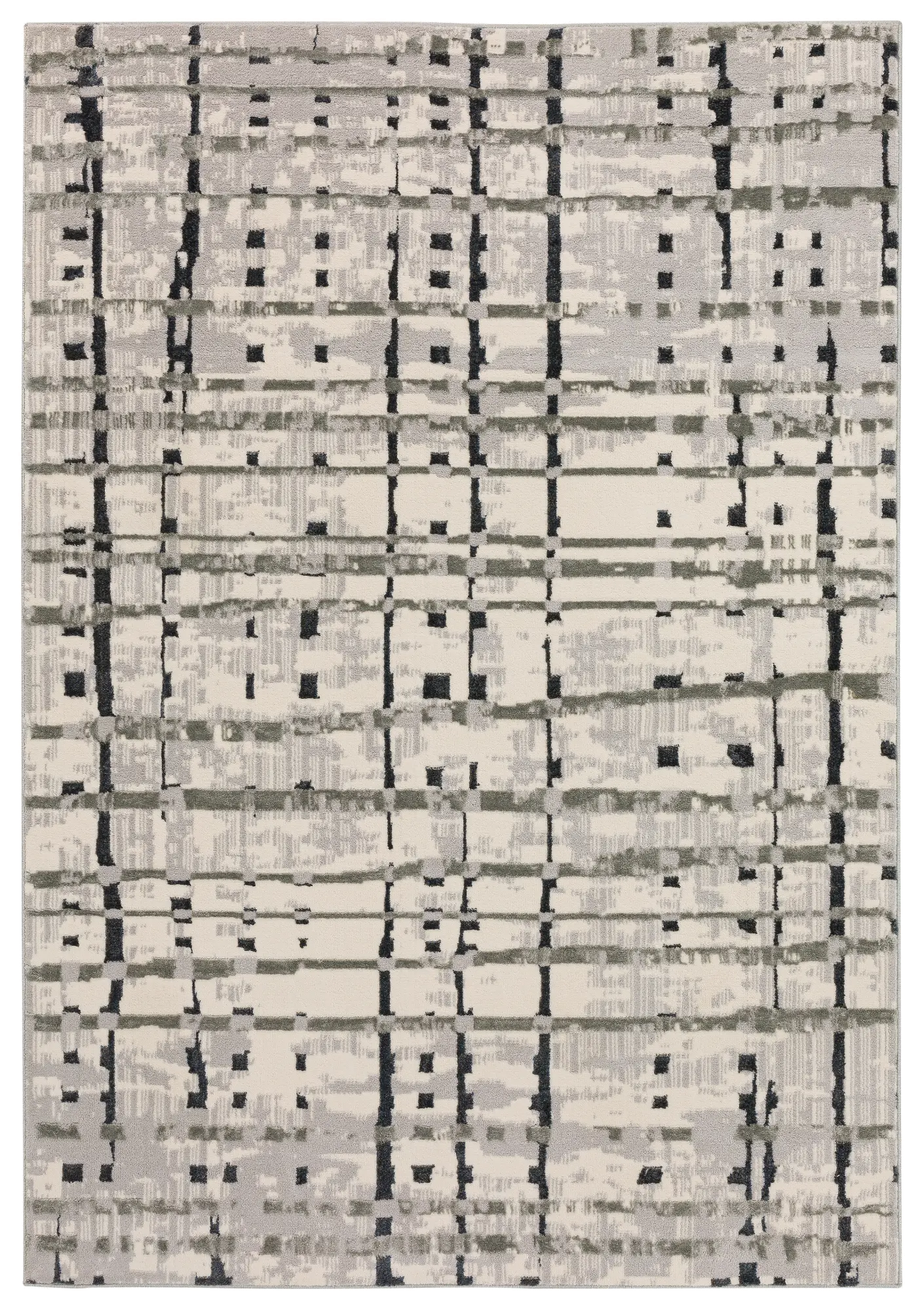 KM4GR5X7 Karma 5' x 8' Abstract Gray Area Rug-1