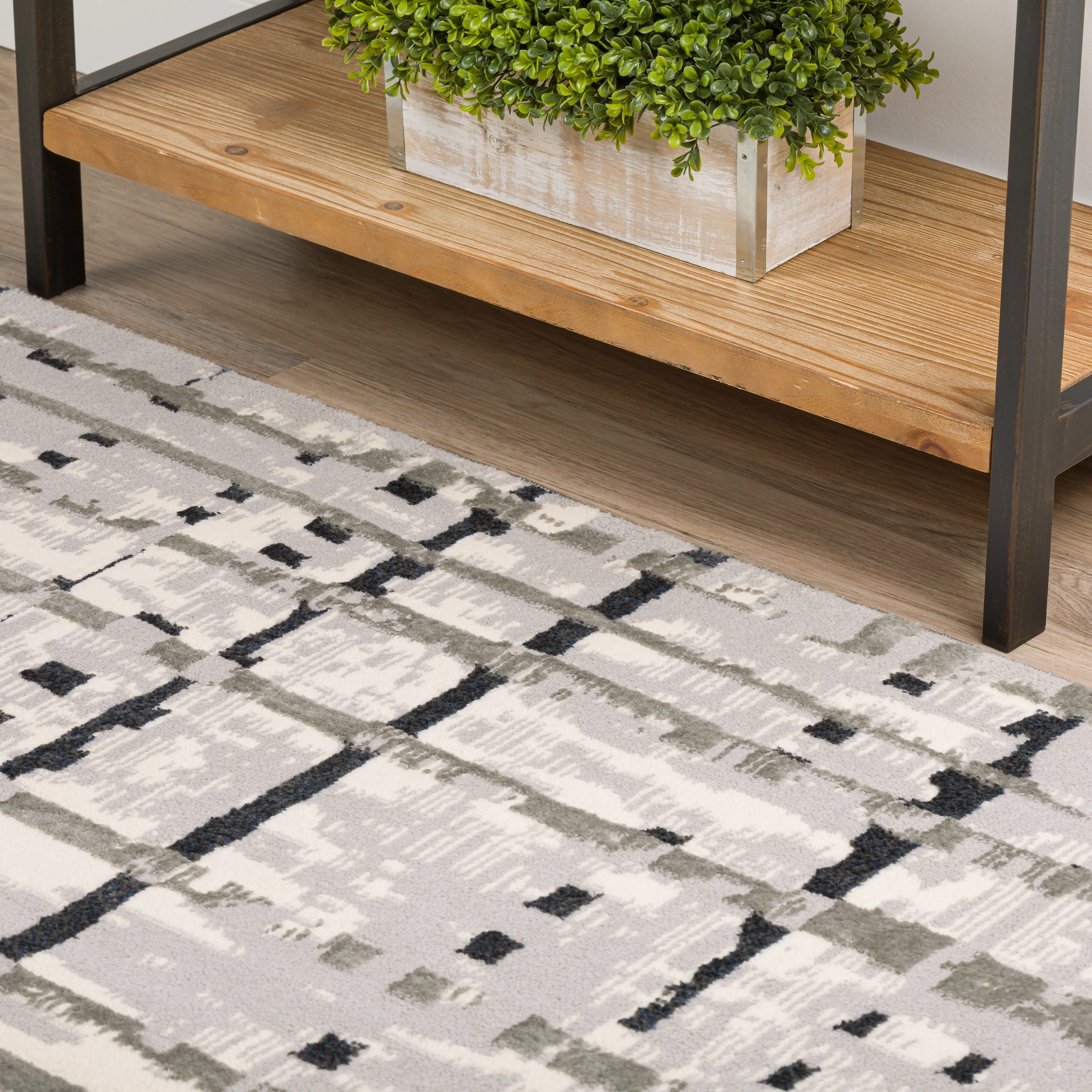 KM4GR5X7 Karma 5' x 8' Abstract Gray Area Rug-6