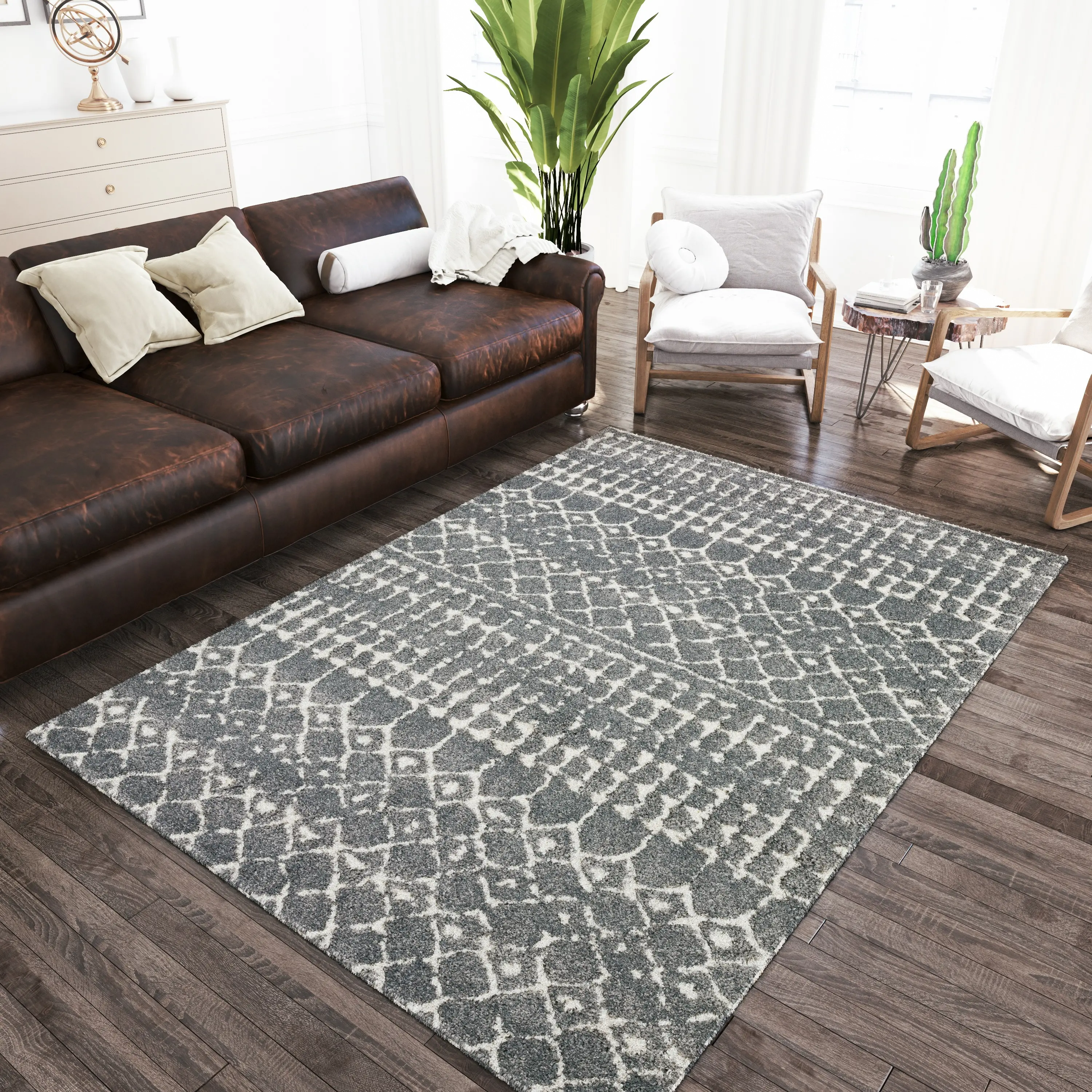 MQ2ME8X10 Marquee 8 x 10 Metal Gray Shag Rug-5