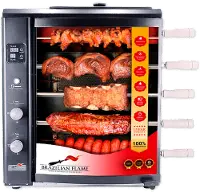 BG-05LXK-BLACK Brazilian Flame Rotisserie Grill with 5 Skewers and Upper Tray - Black