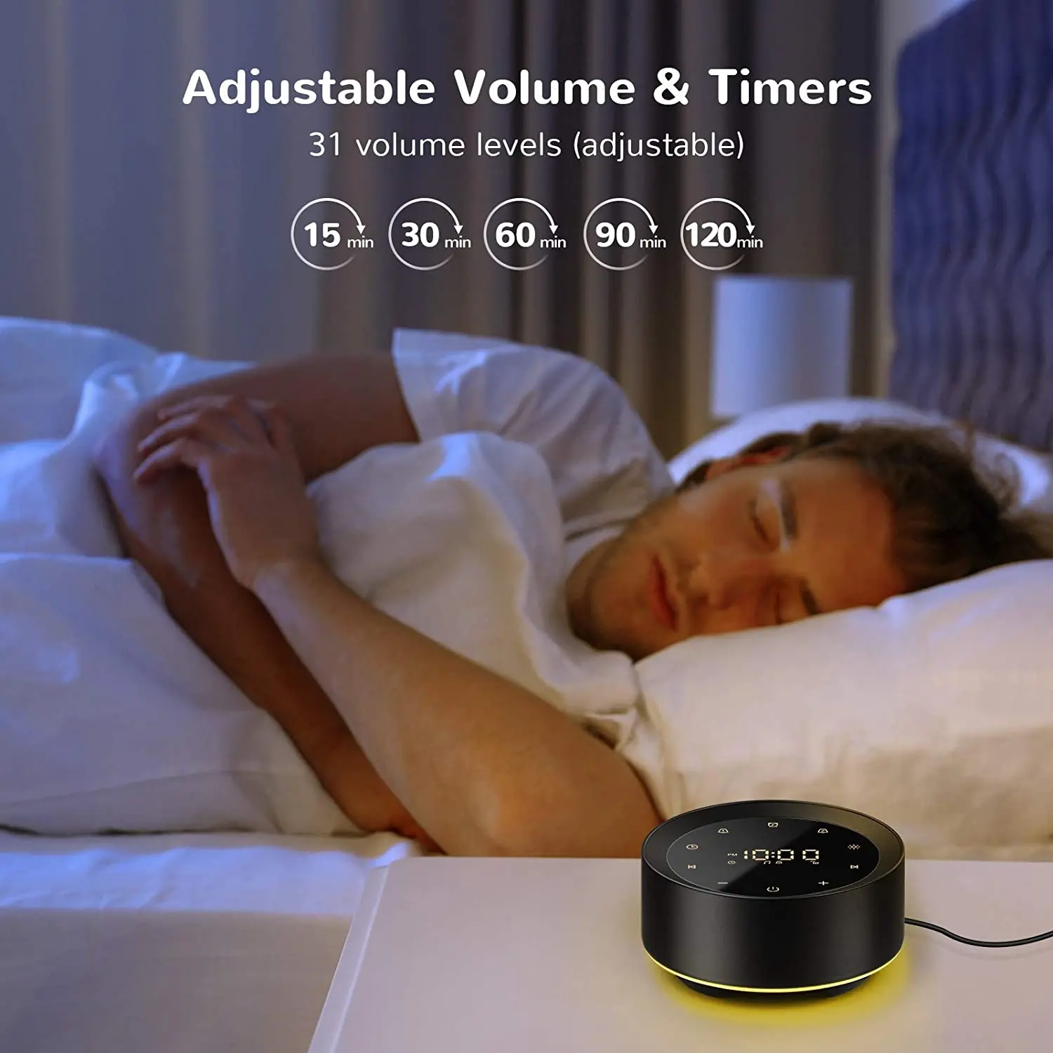 Letsfit Sound Machine with Alarm Clock- Black-2