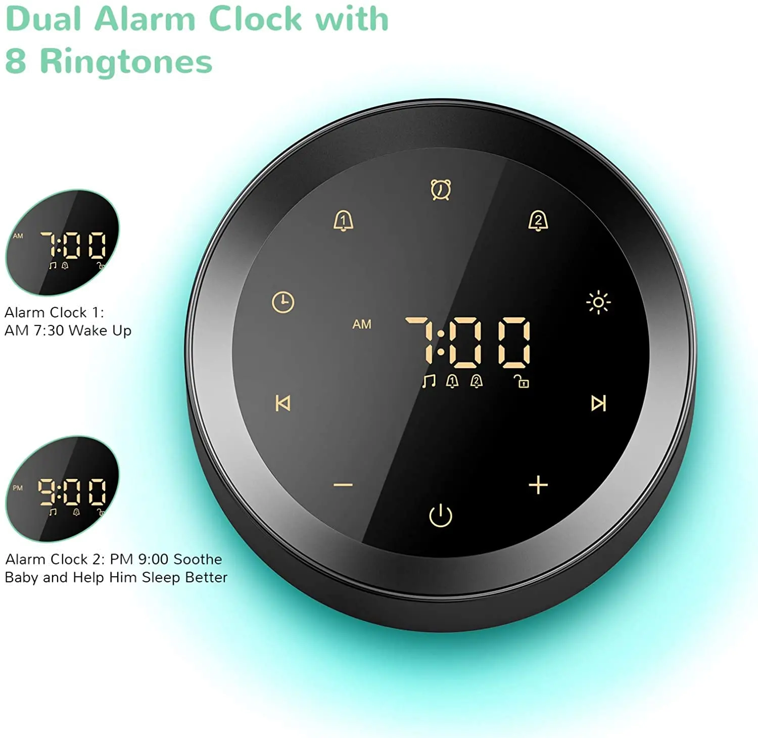 Letsfit Sound Machine with Alarm Clock- Black-3