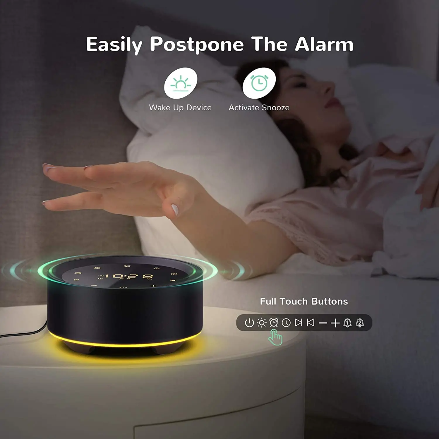 Letsfit Sound Machine with Alarm Clock- Black-4