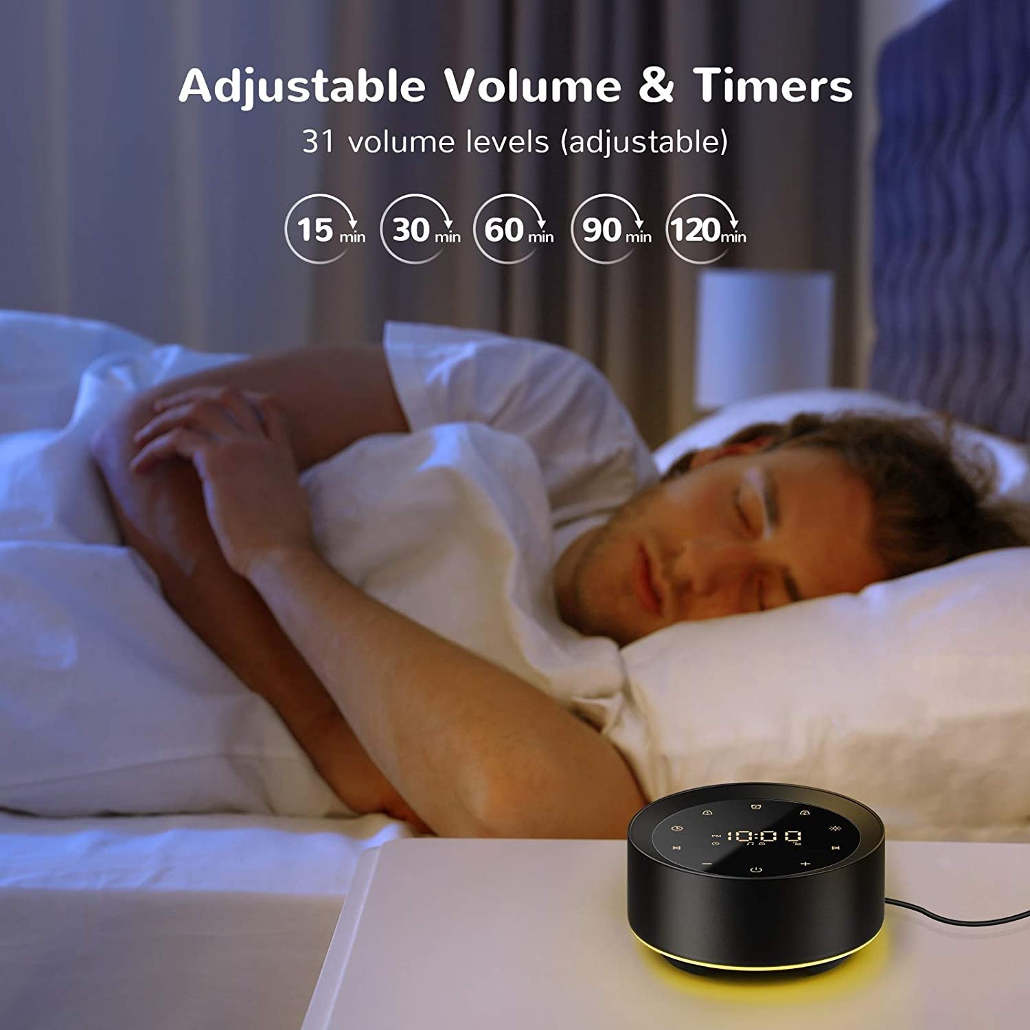 Letsfit White Noise Sleep Sound Machine with Alarm Clock-2