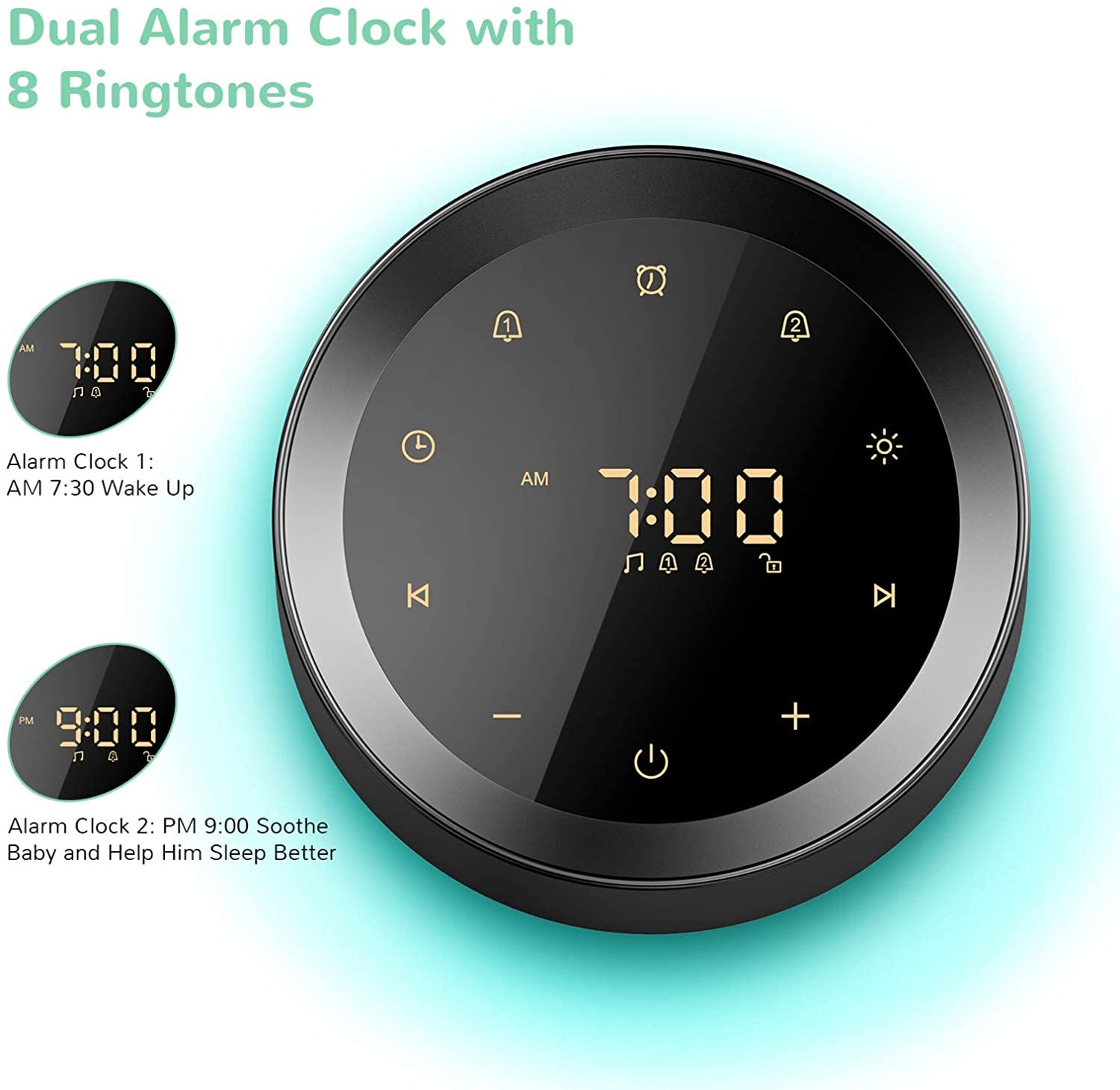 Letsfit White Noise Sleep Sound Machine with Alarm Clock-3