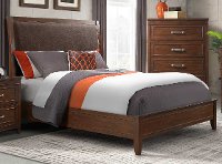 Contemporary Walnut Brown King Size Bed - La Jolla
